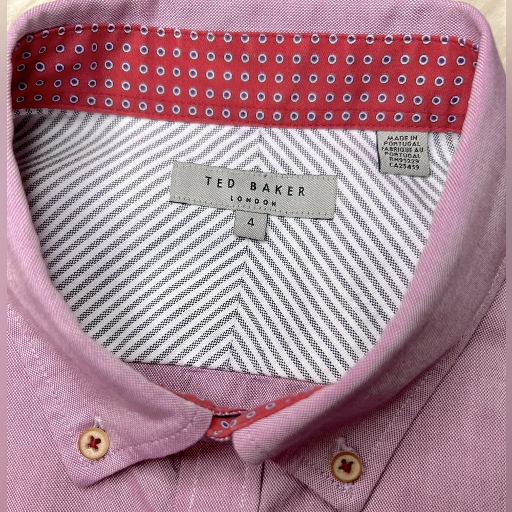 Ted Baker London Size 4 Men’s Casual Long Sleeve Button Down‎ Burgundy